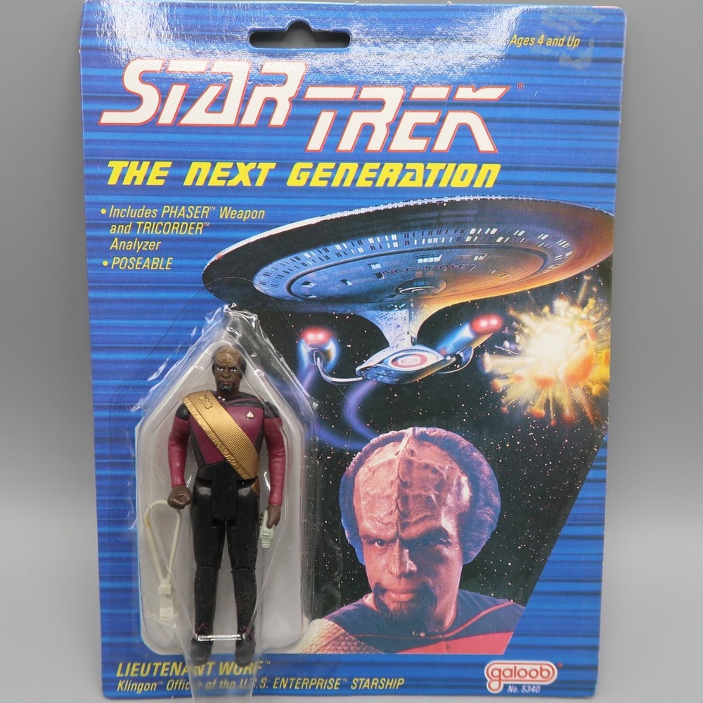 Star Trek The Next Generation Worf 4" Action Figure 1988 Galoob‎ Sealed